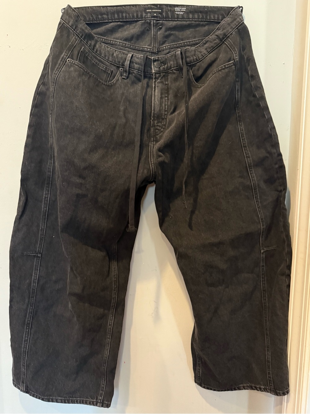 Good American Extreme Barrel Jeans Washed Black 16 NWOT